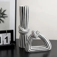 Monochrome Knot Ceramic Vase Set Home Décor Vases