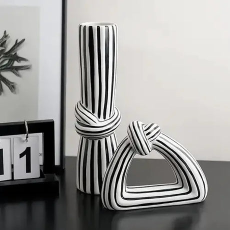 Monochrome Knot Ceramic Vase Set Home Décor Vases