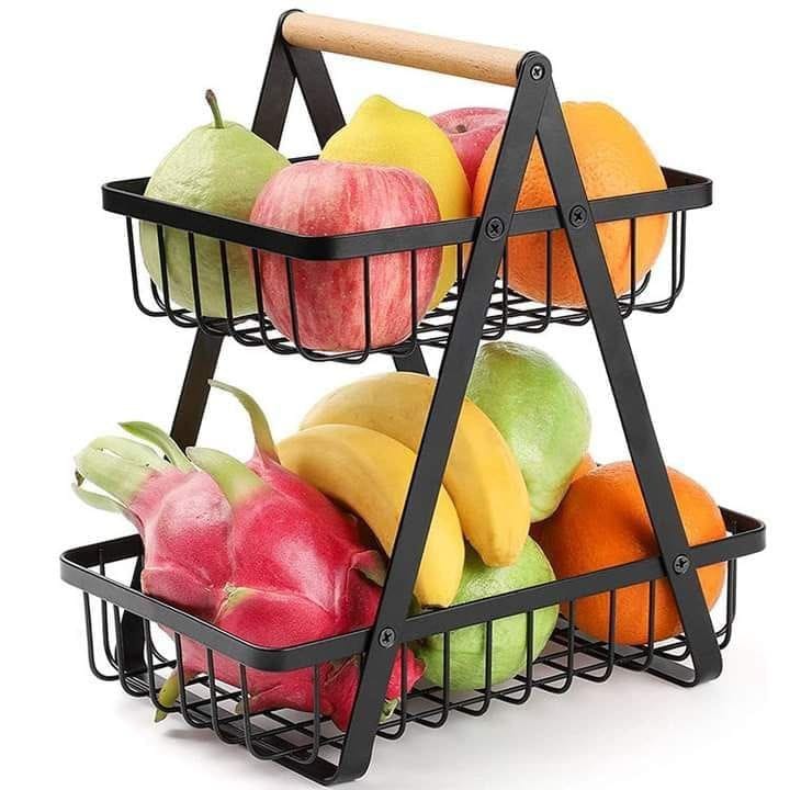 2-Tier Fruit Basket – Removable Double Storage Rack for Fruits and Vegetables