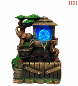 Tabletop Fountain Indoor Rockery with Elephant Sculpture – Decorative Resin Water Feature