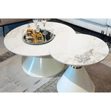 2 in 1 Modern Marble Round Coffee Table with Side Table Set