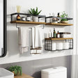 Set of 3 Rustic Wall Mounted Floating Shelves with Towel Rack- Furaha Finds Kenya