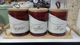 3-Piece Ceramic Canisters Set with Bamboo Stand – 500ml Kitchen Storage Jars (Code 6)