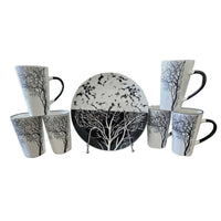 6pcs Breakfast Set with Tree Mugs and Plates Kitchen & Dining Dinnerware Sets