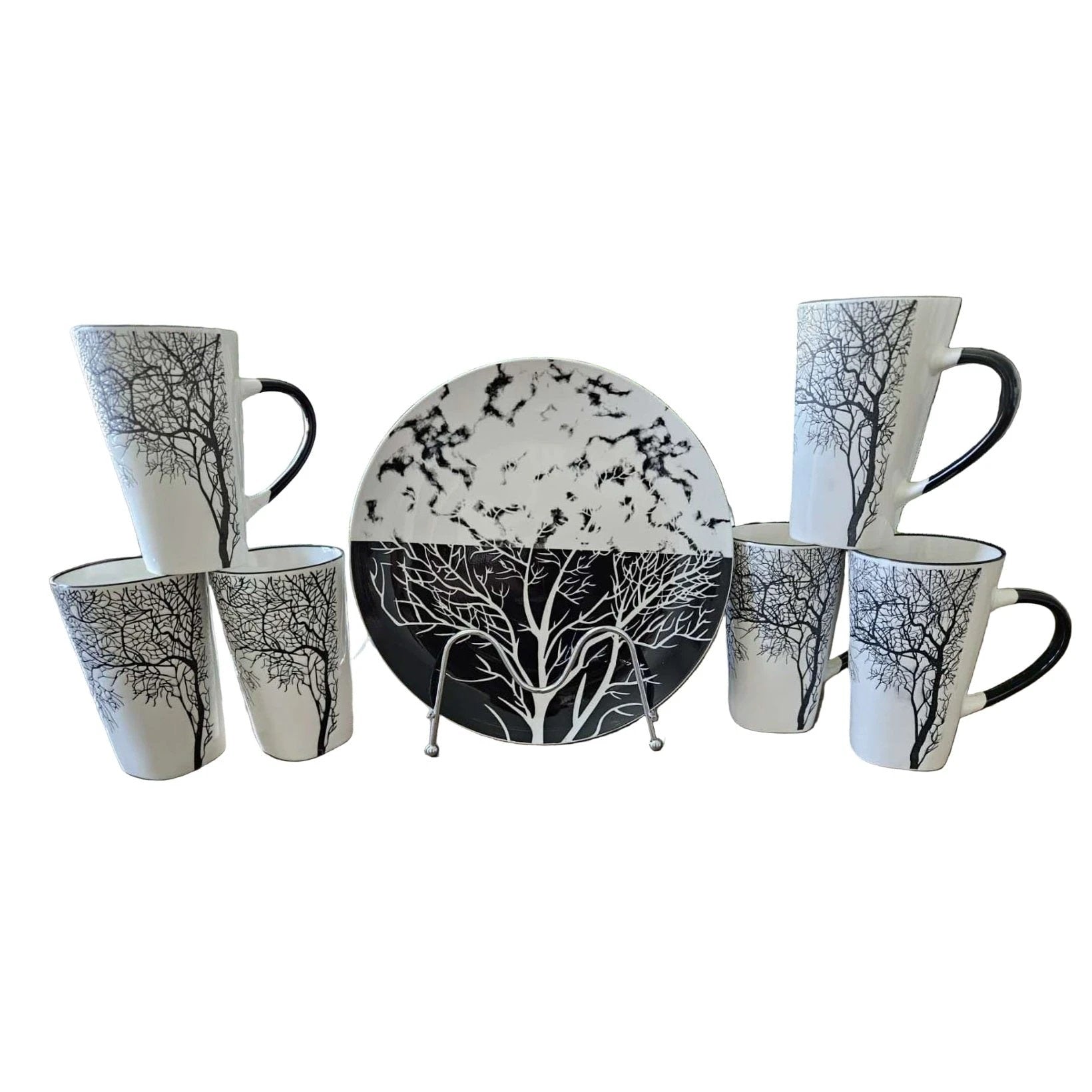 6pcs Breakfast Set with Tree Mugs and Plates Kitchen & Dining Dinnerware Sets