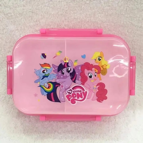 Cartoon Themed Kids Lunch Snack Box with 2 Compartments and Cutlery