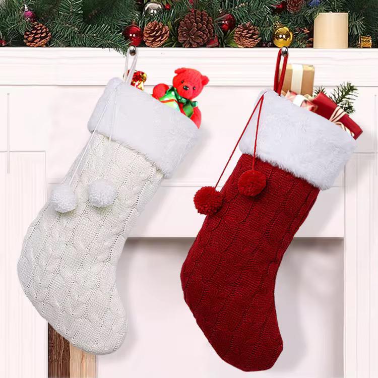 Knit Christmas Fireplace Socks - Red & White