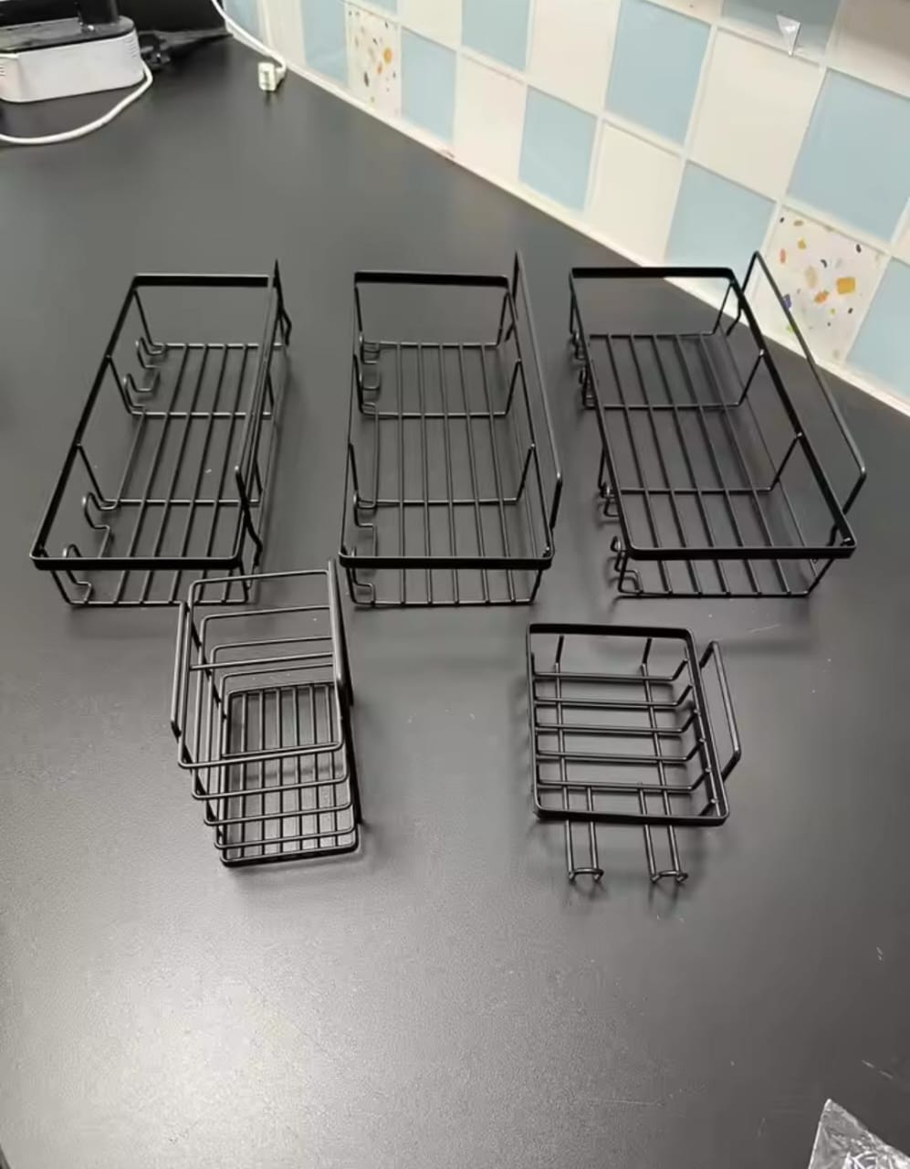 Metallic Carbon Shower Caddy Set – 5-Piece Rustproof Bathroom Organizer