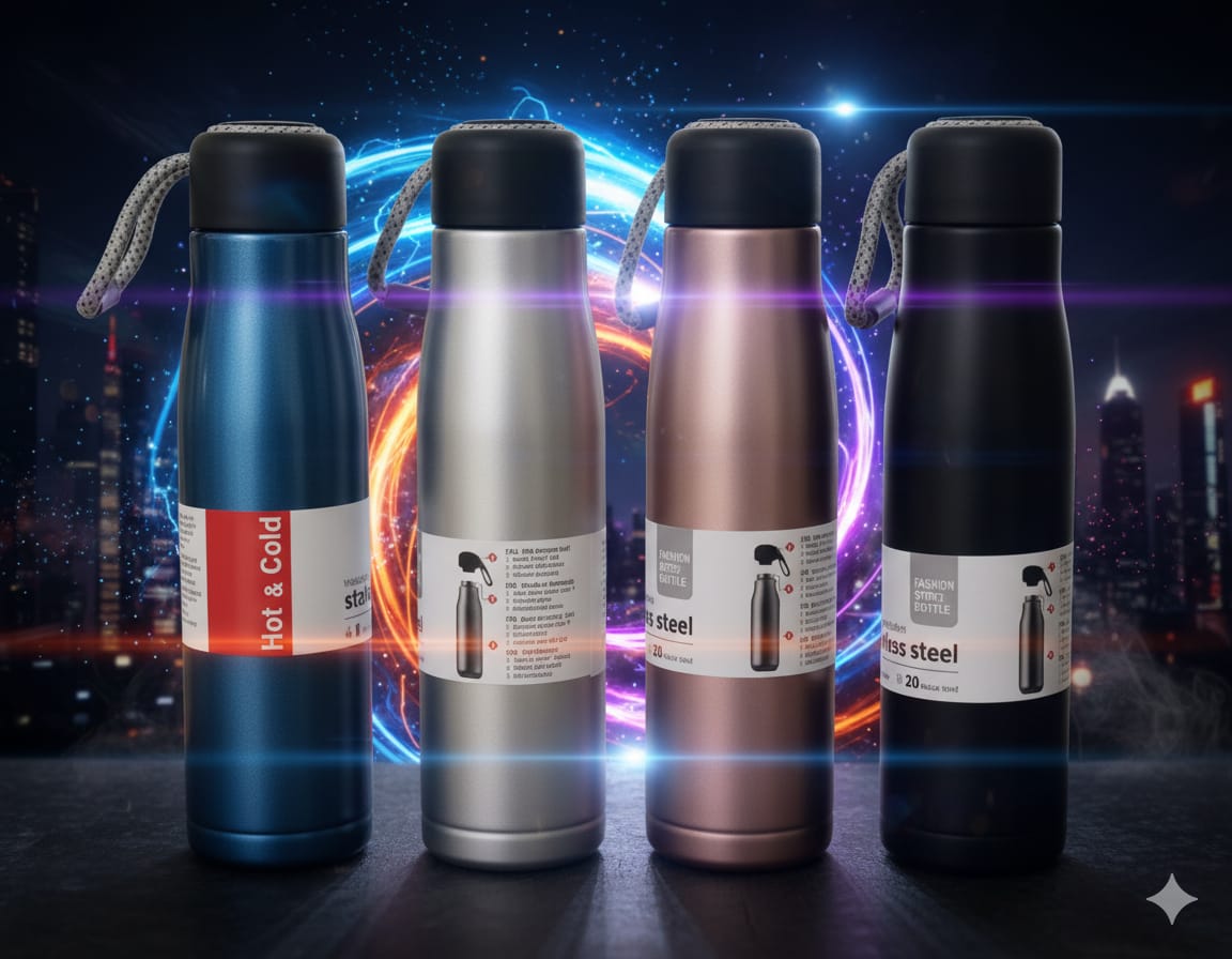 600ml Stainless Steel Flask with String Strap