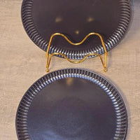 High Quality Black Ceramic Plates with Grooves – Set of 6 Dishwasher and Microwave Safe dinnerware Plates