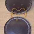 High Quality Black Ceramic Plates with Grooves – Set of 6 Dishwasher and Microwave Safe dinnerware Plates