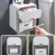 Multifunctional Wall Mounted Tissue Box – Waterproof Dual Compartment Organizer with Self-Adhesive Design hpuseholds Facial Tissue Holders