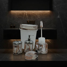 6 in 1 Acrylic Bathroom Set with Decorative Flowers Inside Accessories Bathroom Accessory Sets