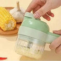 4in1 Handheld Electric Vegetable Cutter Set with Brush - Green Kitchen & Dining Food Processors