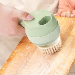 4in1 Handheld Electric Vegetable Cutter Set with Brush - Green