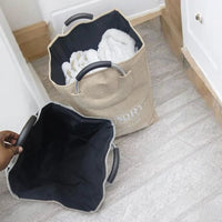 High Quality Laundry Basket with Movable Wheels – Heavy Canvas Large Capacity Storage Hamper (59×40×30cm) house holds Laundry Baskets