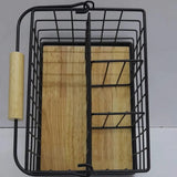 4-in-1 Cutlery Holder with Handle – Metallic & Bamboo Base Kitchen Organisation Kitchen Utensil Holders