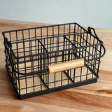 4-in-1 Cutlery Holder with Handle – Metallic & Bamboo Base Kitchen Organisation Kitchen Utensil Holders