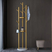 Multifunctional Golden Coat Tree Stand - Metal 30x170cm Home Furnishings Coat & Hat Racks