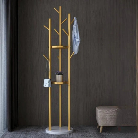 Multifunctional Golden Coat Tree Stand - Metal 30x170cm Home Furnishings Coat & Hat Racks