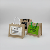 Hello Weekend Tote Bag Jute Canvas Smart Casual with Front Pocket 35x18x30cm Bags & Accessories Tote Bags