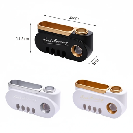 Good Morning Wall Mounted Toothpaste Dispenser with Toothbrush Holder and Storage Shelf 25x11.5x6cm Home & Garden Toothbrush Holders