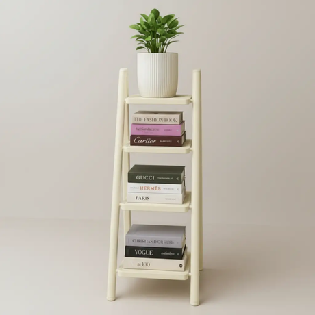 Ladder Shelf - 4-Tier Foldable Metal Display and Storage Rack Home & Garden Ladder Bookcases & Shelves