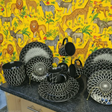 Dinner Set - 24pcs Black White Geometric Mandala Ceramic Serves 6 Kitchen & Dining Dinnerware Sets