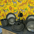 Dinner Set - 24pcs Black White Geometric Mandala Ceramic Serves 6 Kitchen & Dining Dinnerware Sets