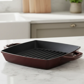 Staub Square Grill Pan 23cm Cast Iron with Enamel Coating Kitchen & Dining Griddles & Grill Pans