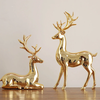 2-Piece European Gold Electroplated Resin Deer Figurines Home Office Decor Home & Garden Figurines