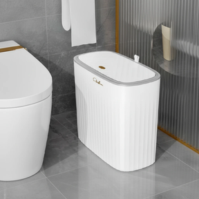 12L Bathroom Sanitary Dustbin White with Lid and Gold Accent Home & Garden Wastebaskets