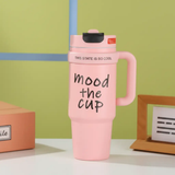 Tumbler - Mood The Cup 1000ml Insulated with Handle and Straw Pink Black Mint Green Kitchen & Dining Tumblers