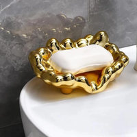 Luxury Ceramic Bubble Edge Soap Dish Drainage Tray 15x11x5cm Gold Silver Bathroom Countertop Jewellery Tray Home & Garden Soap Dishes & Holders