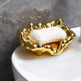 Luxury Ceramic Bubble Edge Soap Dish Drainage Tray 15x11x5cm Gold Silver Bathroom Countertop Jewellery Tray Home & Garden Soap Dishes & Holders