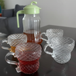 5-Piece Glass Drinkware Set with Pitcher and Diamond Pattern Cups Kitchen & Dining Drinkware Sets