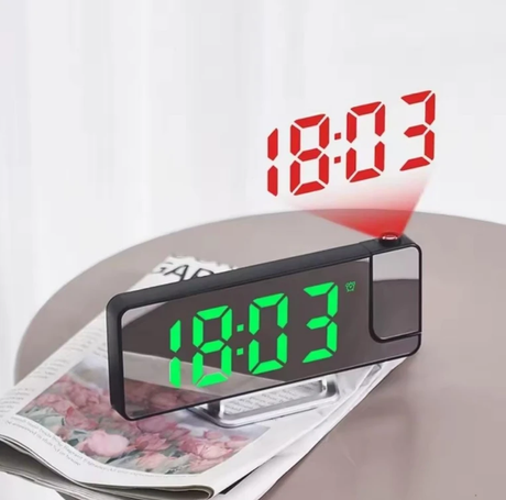 180° Rotation Projection LED Digital Alarm Clock Mirror Display USB Dual Alarm Snooze Wall Ceiling Time Humidity Rainbow Green Home & Garden Alarm Clocks