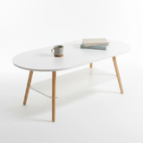 Scandinavian Oval Two-Tier Coffee Table with Wood Legs Coffee Table Coffee Tables