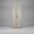 Wardrobe - 2-Door Ribbed Vertical Panel with Black Bar Handles Grey Oak Furniture Hinged Door Wardrobes