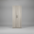 Wardrobe - 2-Door Ribbed Vertical Panel with Black Bar Handles Grey Oak Furniture Hinged Door Wardrobes