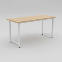 Modern Study Desk with Wood Top & White Metal Legs Study Desk Desks