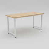 Modern Study Desk with Wood Top & White Metal Legs Study Desk Desks