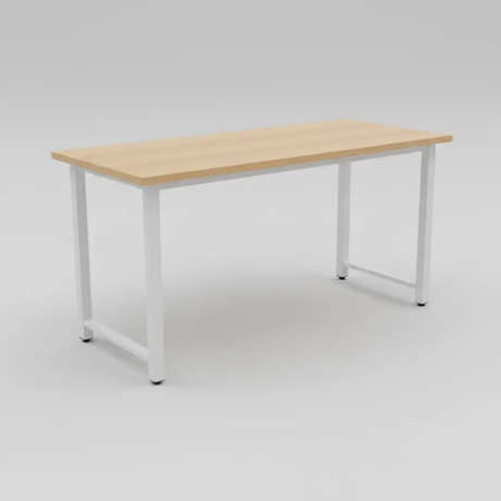 Modern Study Desk with Wood Top & White Metal Legs Study Desk Desks