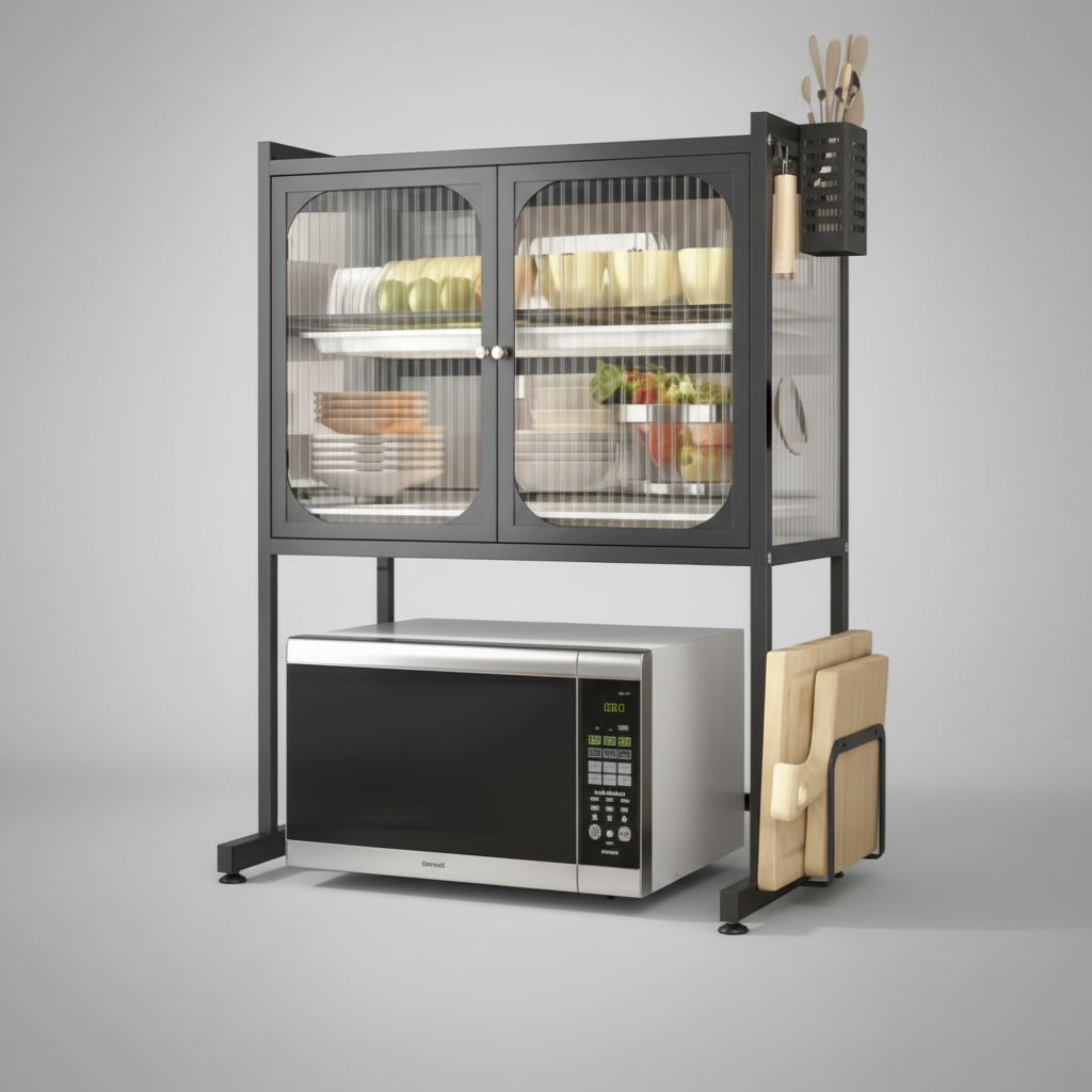 Kitchen Storage Rack - Modern Microwave Stand 57x37x76cm