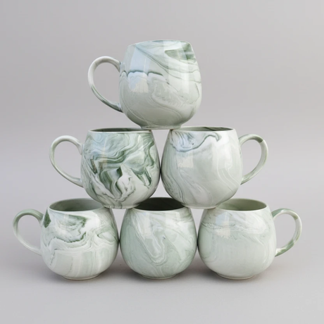 6 Piece Marble Pattern Ceramic Mug Set 380ml Kitchen & Dining Mugs