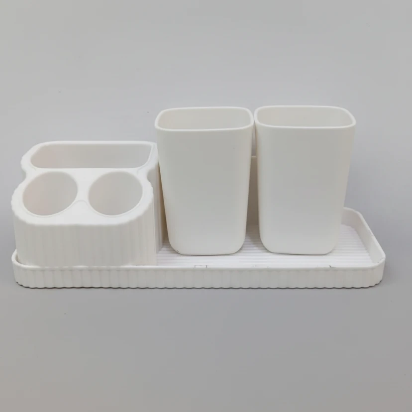 Wall-Mounted Toothbrush Holder Set with 2 Cups White Adhesive No Drilling Home & Garden Toothbrush Holders