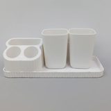 Wall-Mounted Toothbrush Holder Set with 2 Cups White Adhesive No Drilling Home & Garden Toothbrush Holders