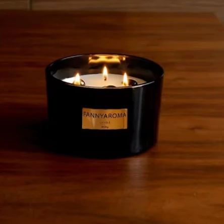 Fanny Aroma 400g Luxury Scented Candle with 3 Wicks Black Home & Garden Candles