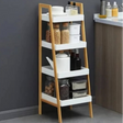 Wood Storage Display Shelf - 4-Tier Ladder Bookshelf Organizer