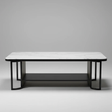 Coffee Table - Modern with White Marble Top & Storage Shelf Furniture Coffee Tables